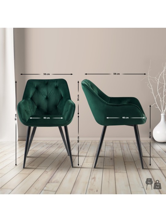 Scaun vizitator Cassis catifea, verde Scaun vizitator Cassis catifea, verde