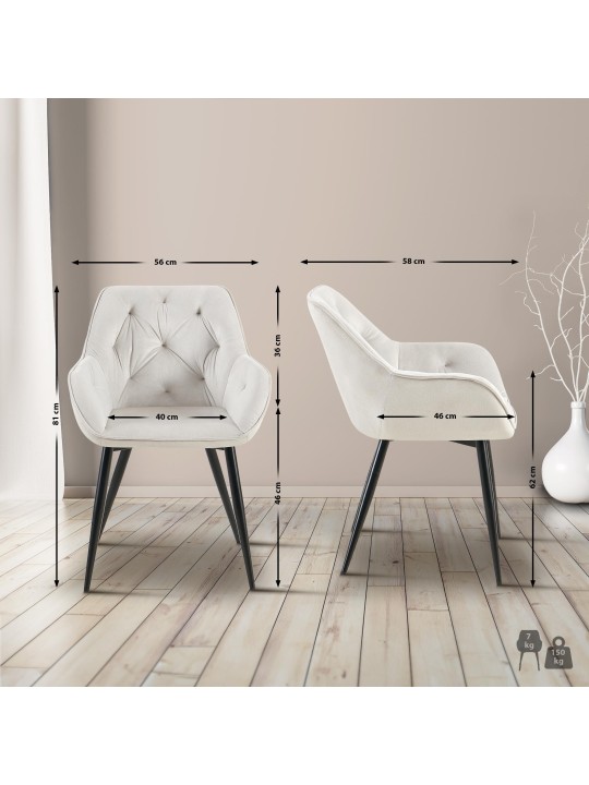 Set 2 scaune de sufragerie Cassis, gri deschis Set 2 scaune de sufragerie Cassis, gri deschis