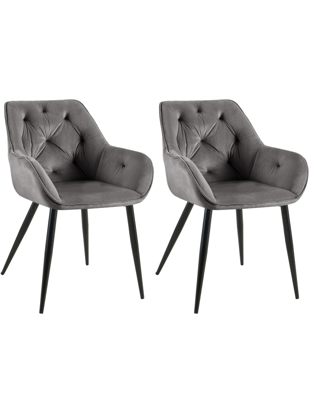 Set 2 scaune de sufragerie Cassis, gri închis