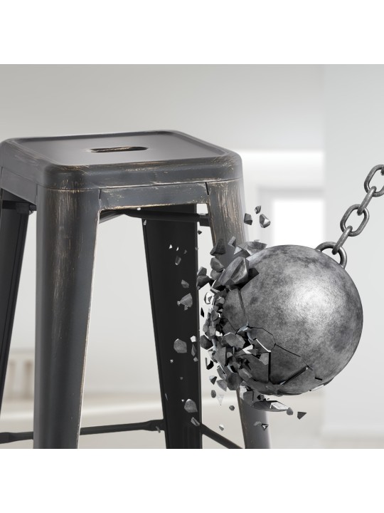 Scaun de bar Joshua antic, negru-auriu