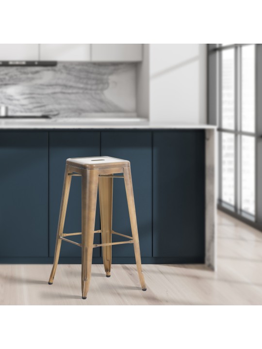 Set 2 scaune de bar Joshua, auriu