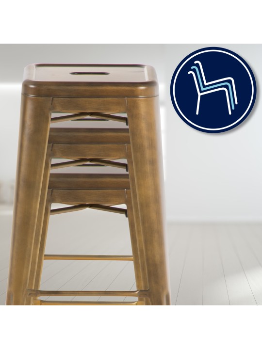 Set 2 scaune de bar Joshua, auriu