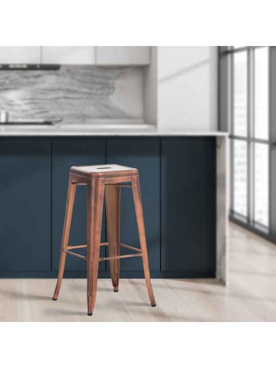 Set 2 scaune de bar Joshua, cupru