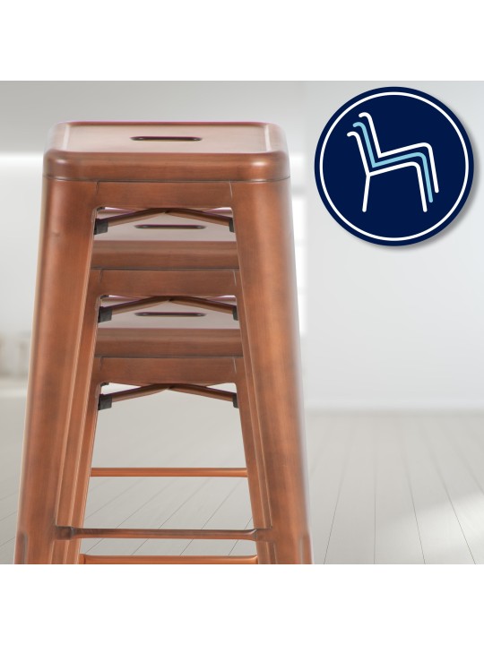 Set 2 scaune de bar Joshua, cupru