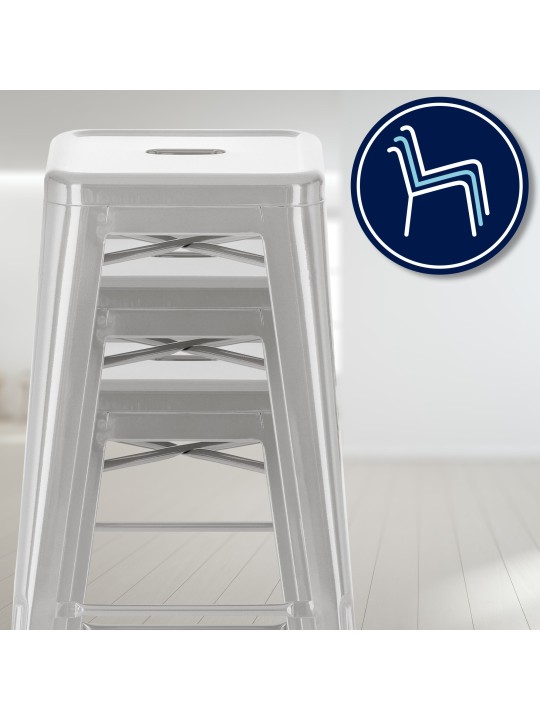 Set 2 scaune de bar Joshua, argintiu