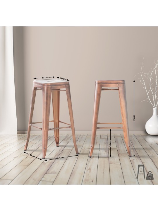 Set 4 scaune de bar Joshua, cupru