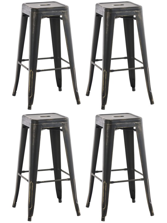 Set 4 scaune de bar Joshua antic, negru-auriu