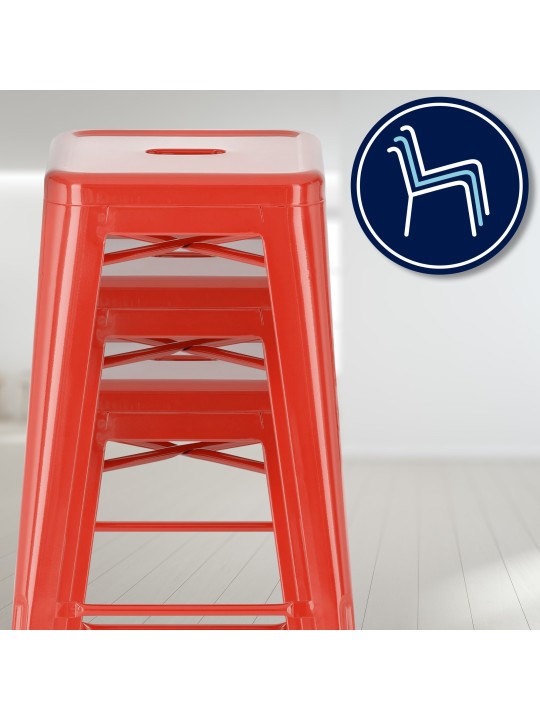 Set 4 scaune de bar Joshua, roșu