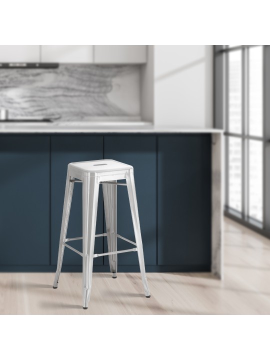 Set 4 scaune de bar Joshua, argintiu