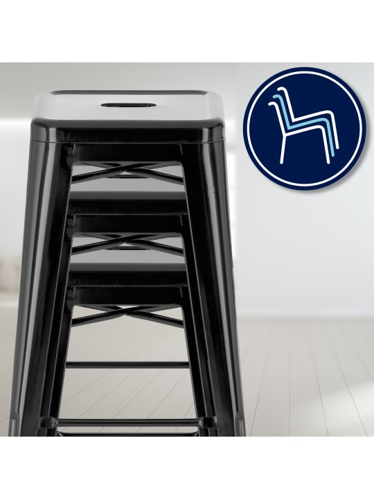 Set 4 scaune de bar Joshua, negru