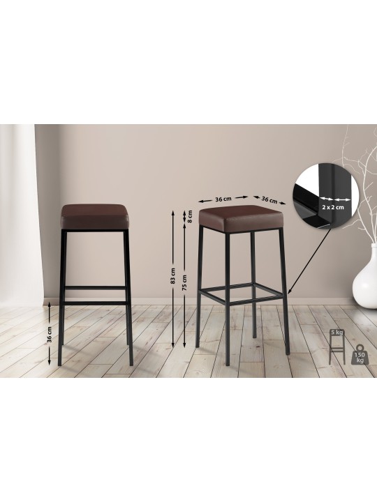 Set 2 taburete de bar Montreal 85 imitatie piele, maro Set 2 taburete de bar Montreal 85 imitatie piele, maro
