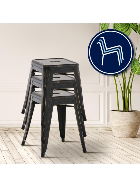 Scaun Armin antic, negru-auriu