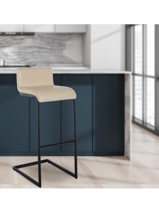 Scaun de bar Newport imitatie piele B, crem