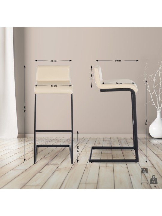 Scaun de bar Newport imitatie piele B, crem