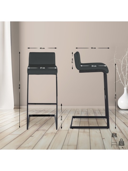 Scaun de bar Newport imitatie piele B, gri închis