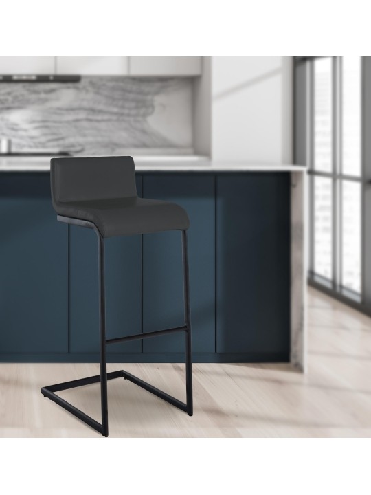 Scaun de bar Newport imitatie piele B, gri închis