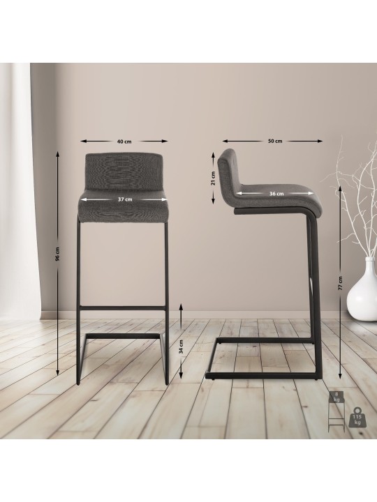 Scaun de bar Newport material B, gri închis