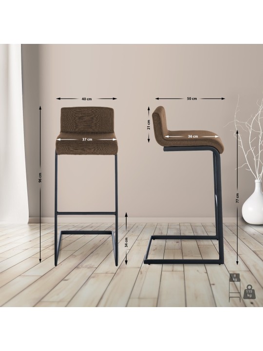 Scaun de bar Newport material B, maro