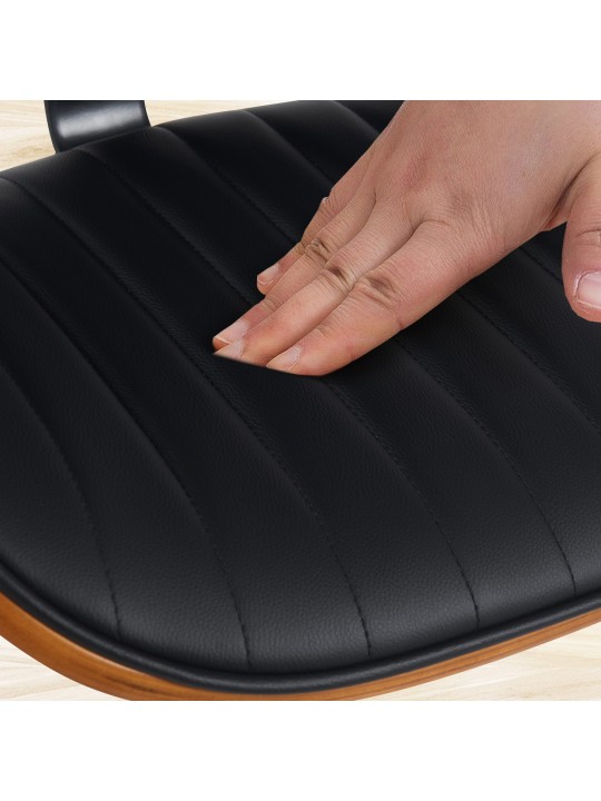 Scaun de bar Clawson imitatie piele, nuc/negru