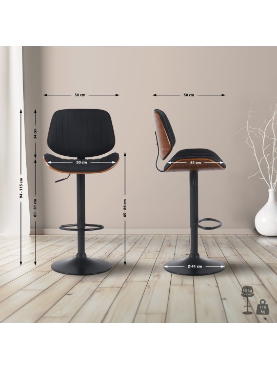 Scaun de bar Tesatura Clawson, nuc/negru Scaun de bar Tesatura Clawson, nuc/negru