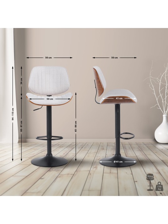 Scaun de bar Tesatura Clawson, nuc/crem Scaun de bar Tesatura Clawson, nuc/crem