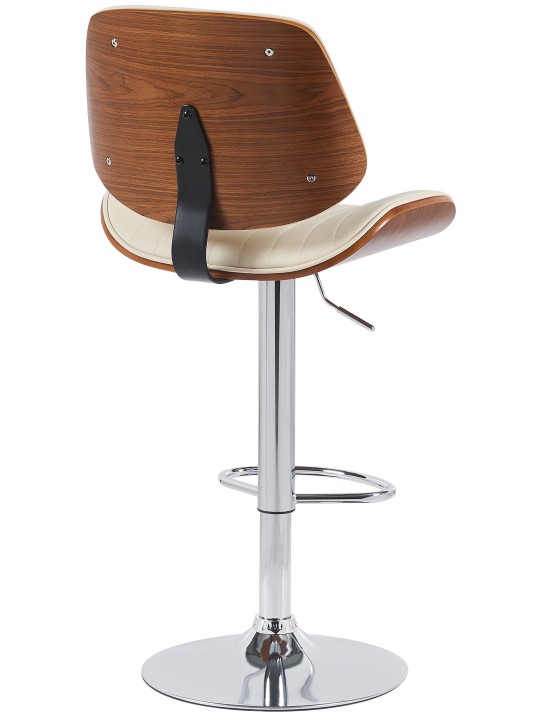 Scaun de bar Clawson imitatie piele cromat, nuc/crem