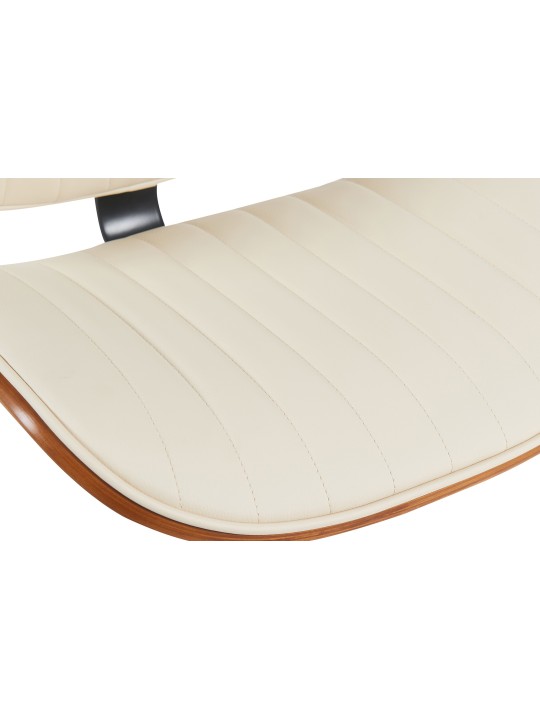Scaun de bar Clawson imitatie piele cromat, nuc/crem