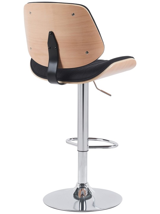 Scaun de bar din material Clawson cromat, natural/negru