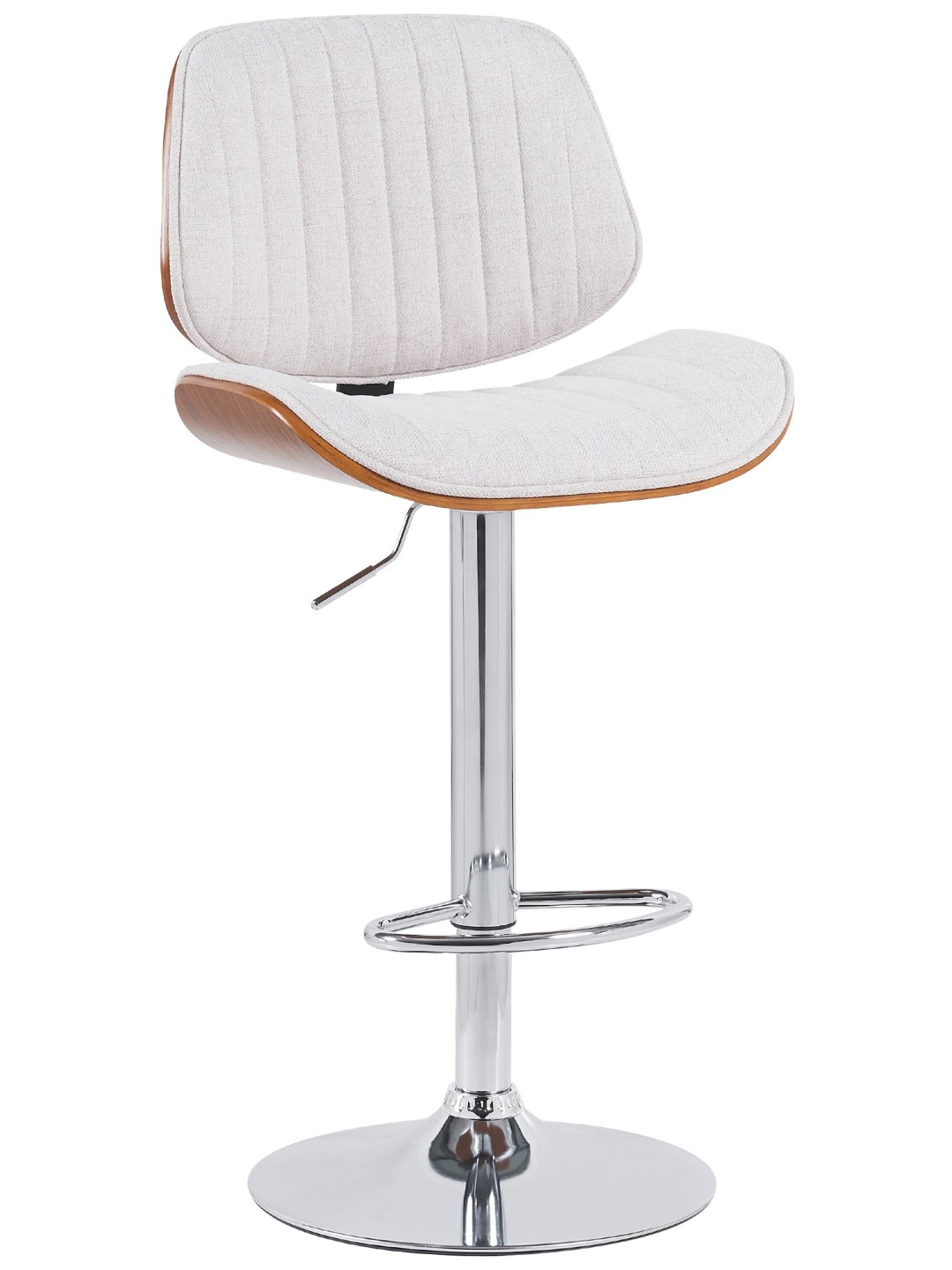 Scaun de bar din material Clawson cromat, nuc/crem