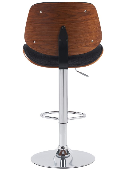 Scaun de bar din material Clawson cromat, nuc/negru