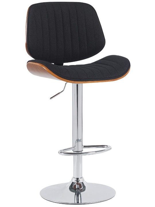 Scaun de bar din material Clawson cromat, nuc/negru