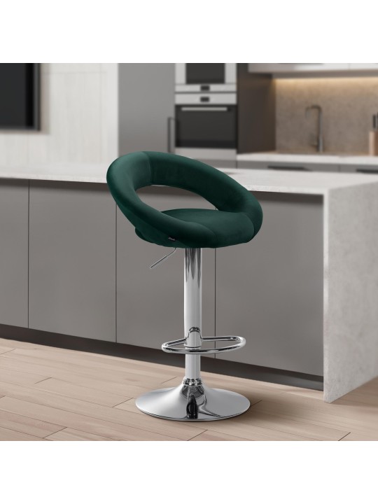 Scaun de bar Olinda catifea crom, verde