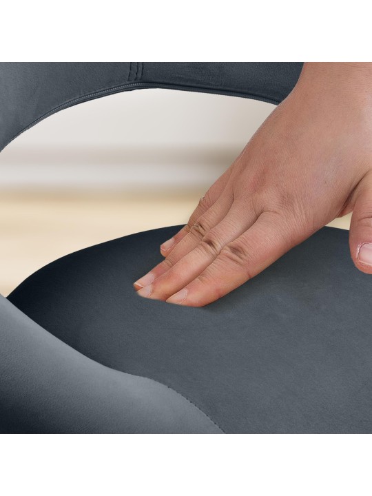 Scaun de bar Olinda catifea crom, gri închis Scaun de bar Olinda catifea crom, gri închis