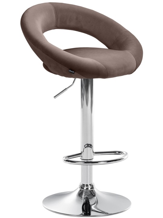 Scaun de bar Olinda catifea crom, maro