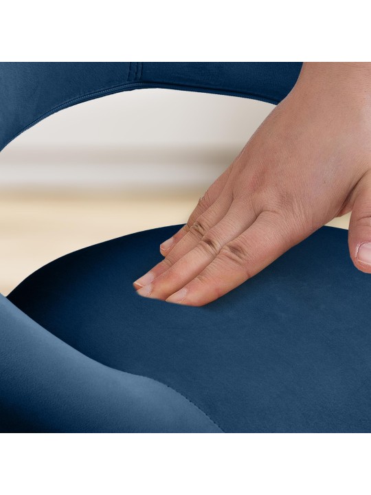 Scaun de bar Olinda catifea crom, albastru