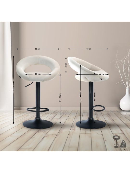 Scaun de bar Olinda catifea, crem Scaun de bar Olinda catifea, crem