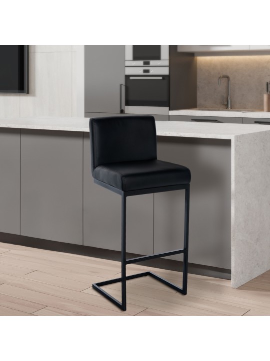 Scaun de bar Hopewell imitatie piele B, negru