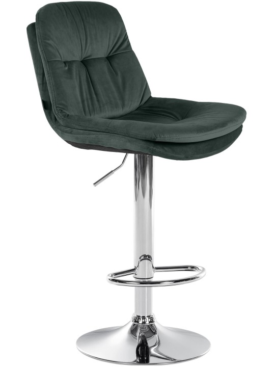Scaun de bar Laurel Velvet Chrome, verde închis