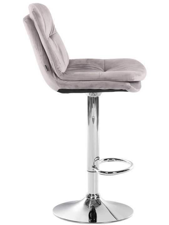 Scaun de bar Laurel Velvet Chrome, gri
