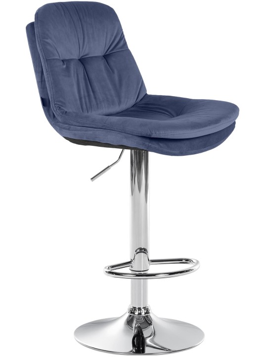 Scaun de bar Laurel Velvet Chrome, albastru