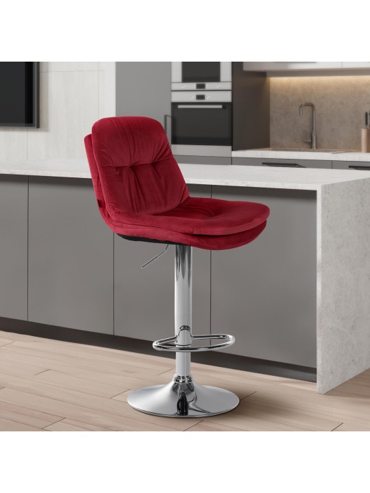 Scaun de bar Laurel Velvet Chrome, roșu