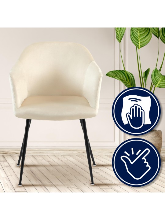 Scaun de sufragerie din catifea Jaysie, crem