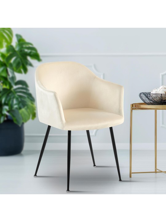 Scaun de sufragerie din catifea Jaysie, crem