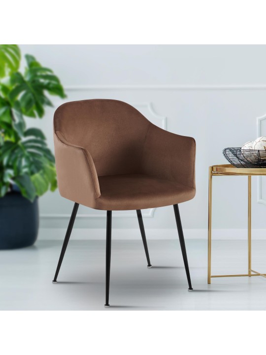 Scaun de sufragerie din catifea Jaysie, maro