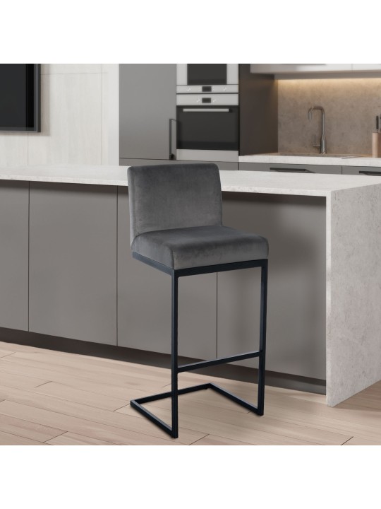 Scaun de bar Hopewell catifea B, gri