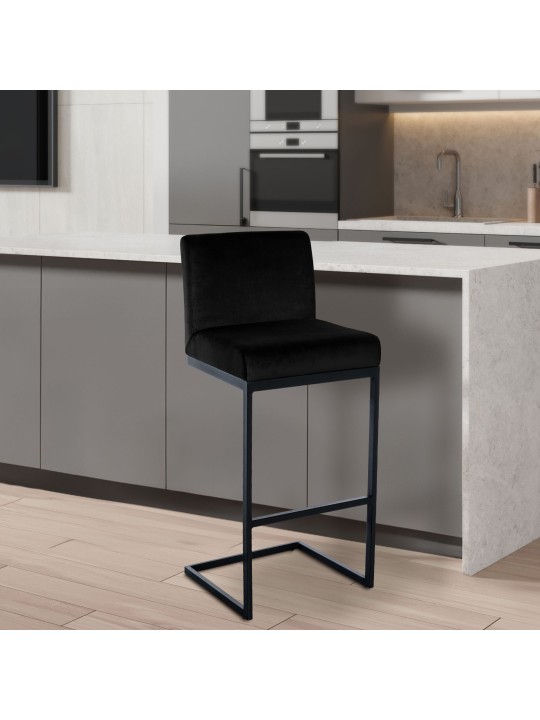 Scaun de bar Hopewell catifea B, negru