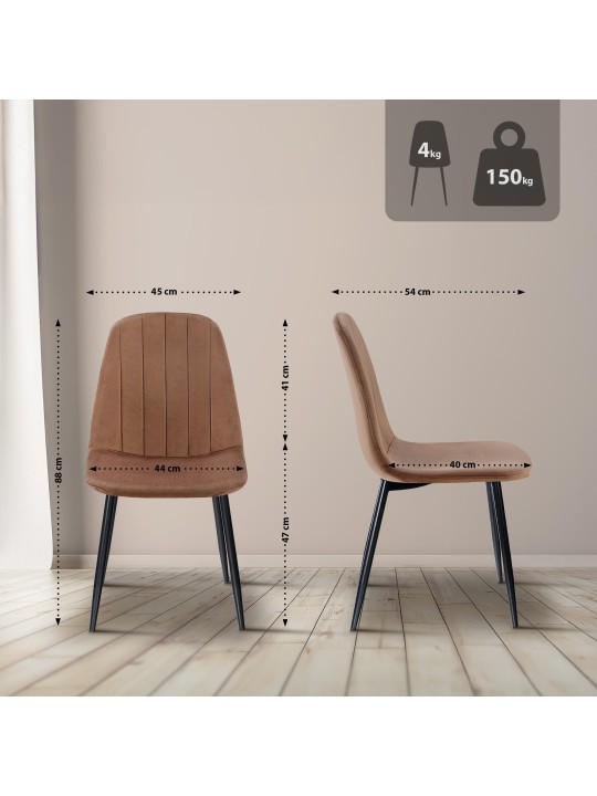 Scaun de sufragerie Baxter din catifea, maro