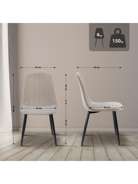 Set 4 scaune de sufragerie Baxter catifea, gri