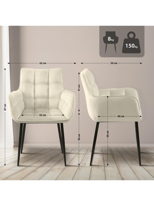 Scaun Tirana catifea, crem