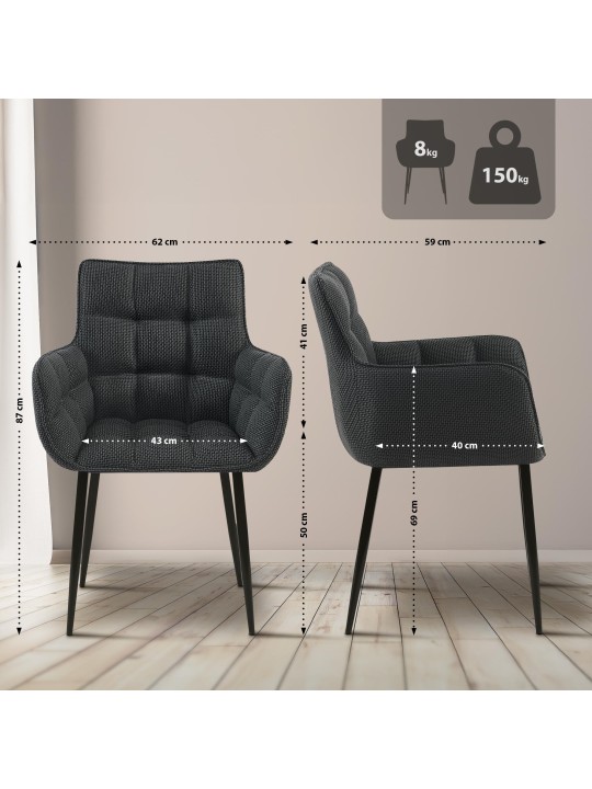 Scaun țesătură Tirana, gri titan